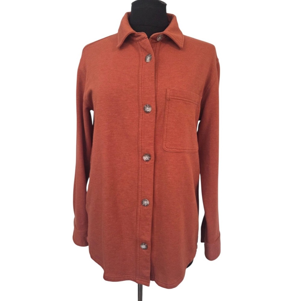 Eddie Bauer Russet Colored Microfleece Shirt Shacket Button Up Women's Size S‎
